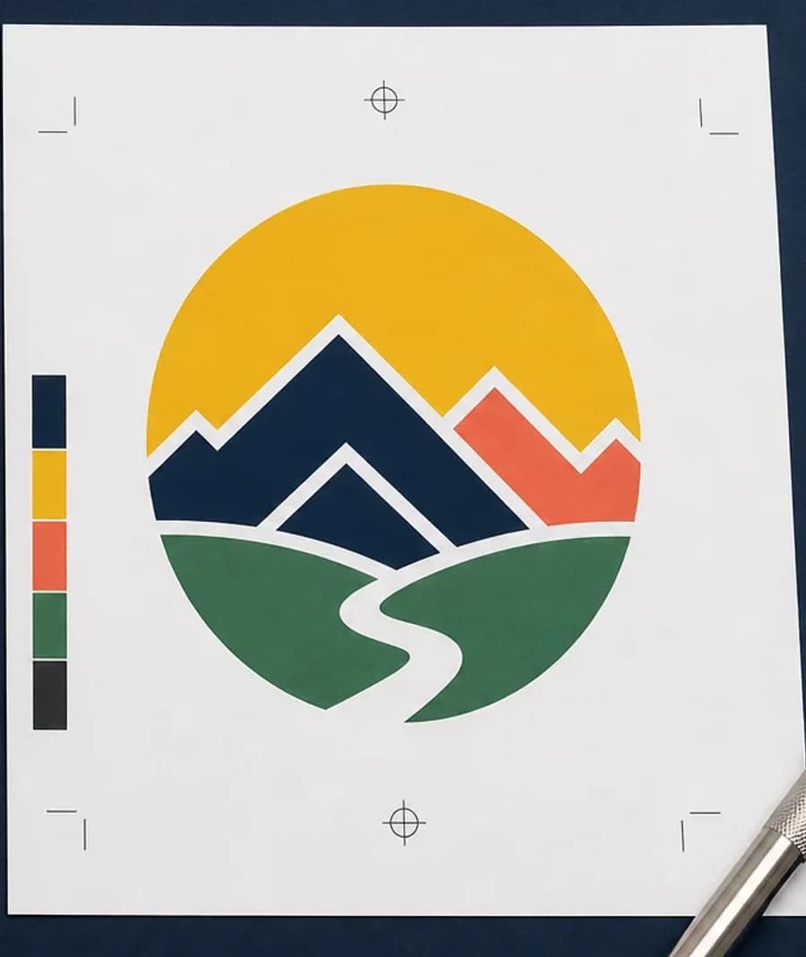 Clean, vectorized mountain logo after manual repair Clean, vectorized mountain logo after manual repair